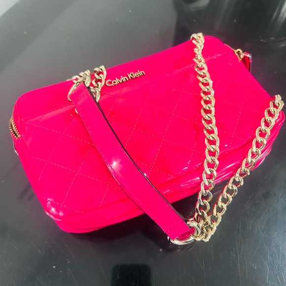 Calvin Klein Handbags - Calvin Klein Vibrant Pink Quilted Crossbody Bag
